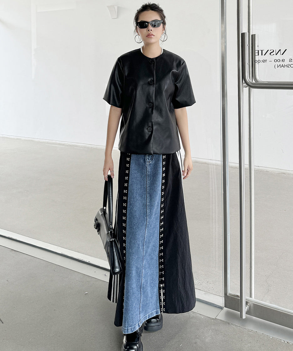 Sideline denim skirt