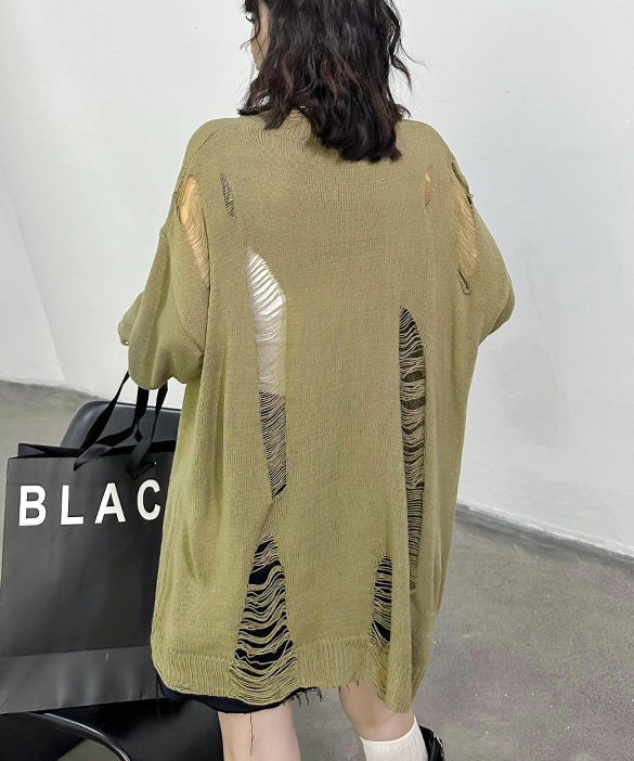 Distressed knit cardigan