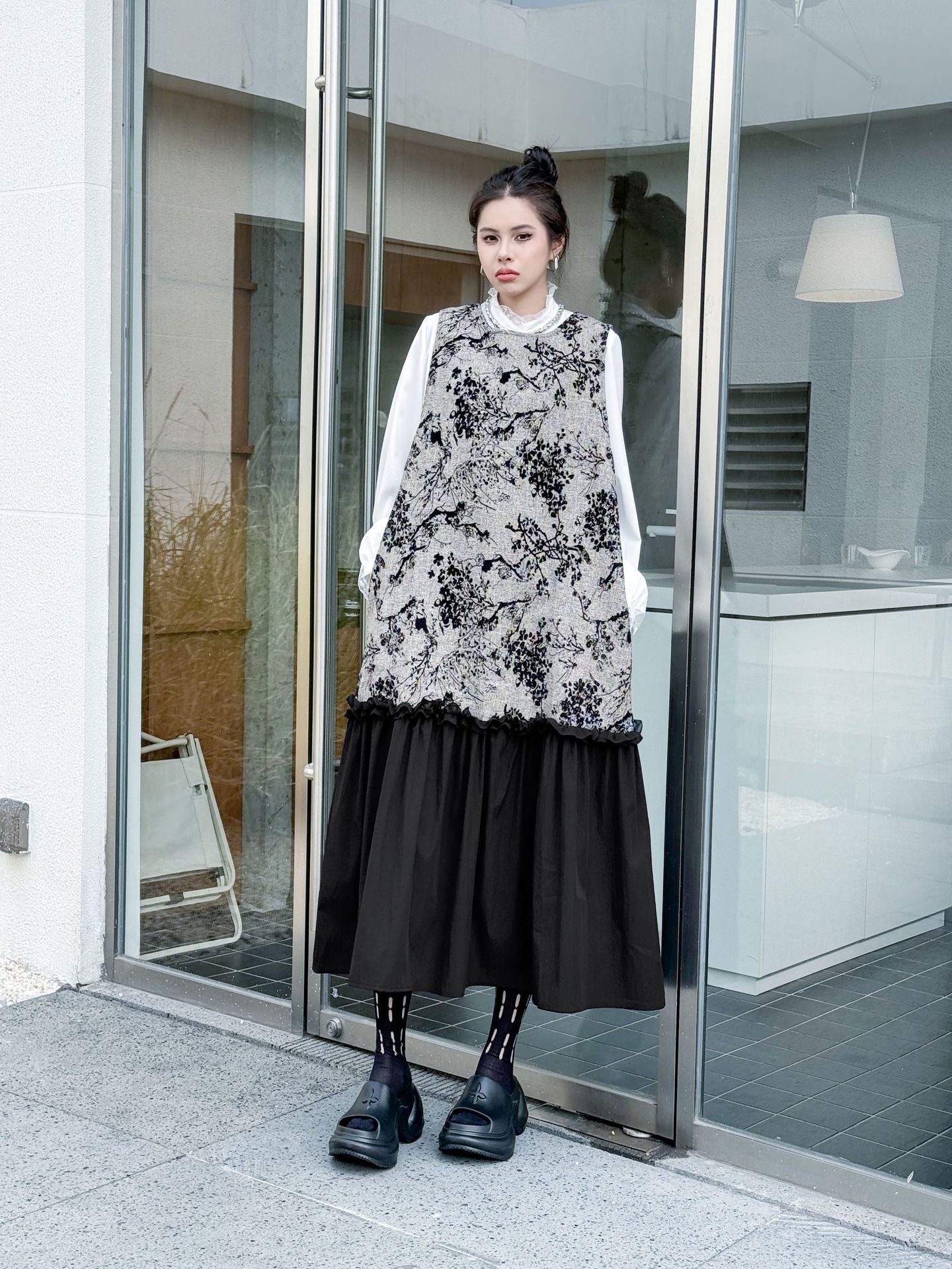Jacquard splicing dress