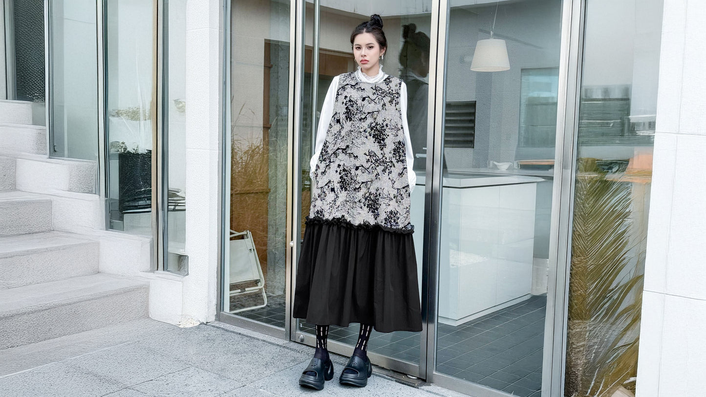 Jacquard splicing dress