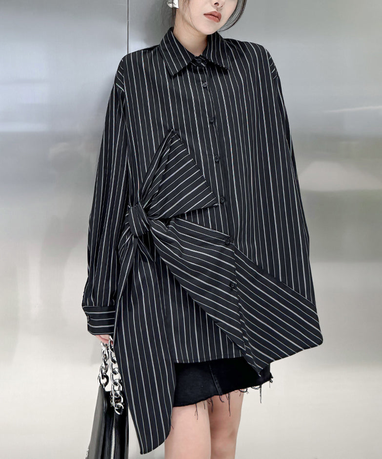 Big ribbon striped blouse