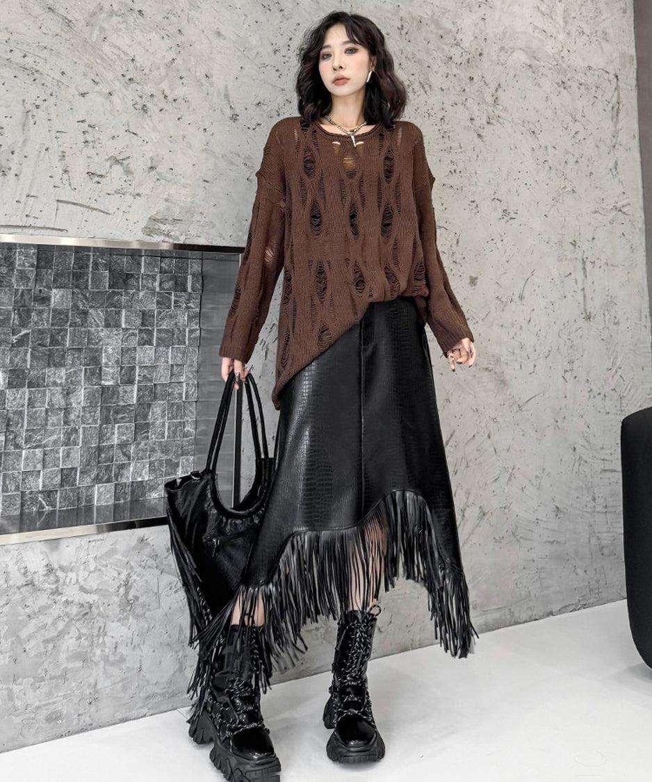 Ripped pullover knit