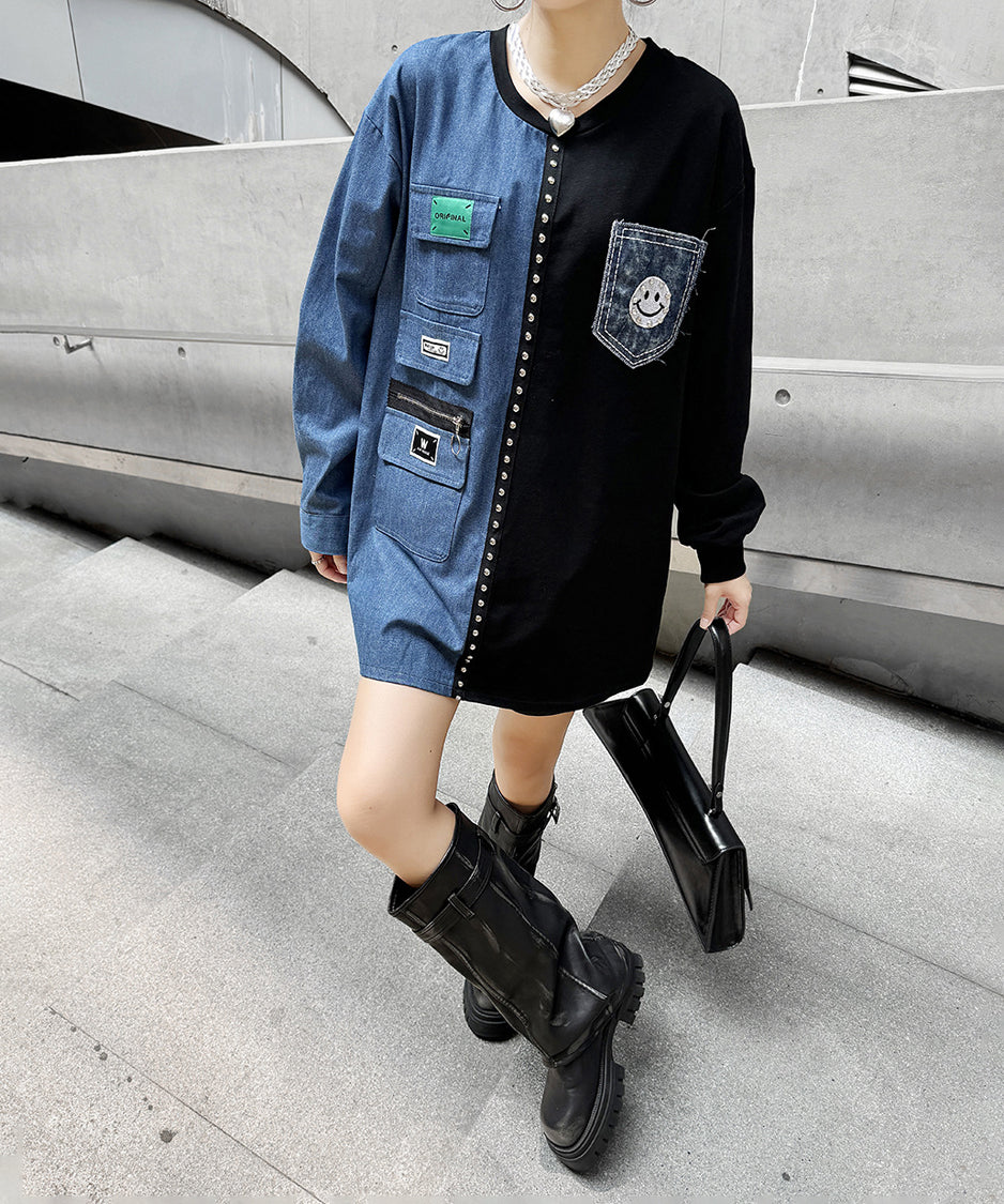 Denim contrast sweatshirt