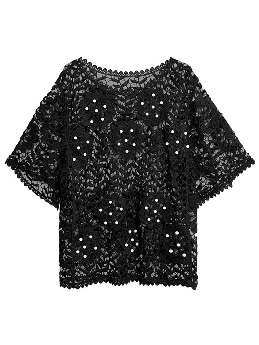 Pearl flower crochet top