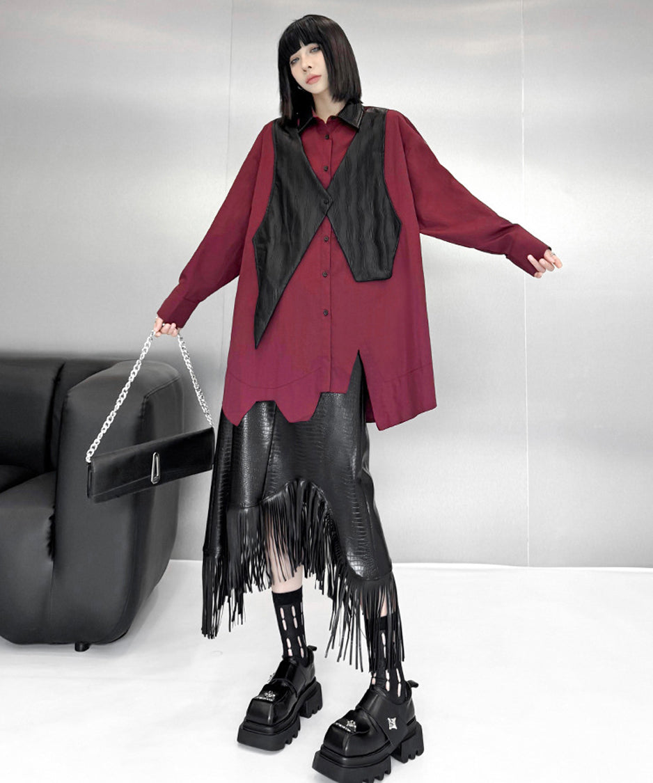 Zigzag cut loose blouse