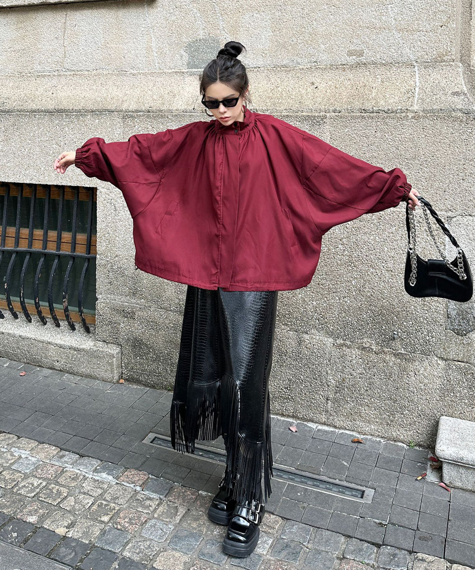 Bat Sleeve Zipper Blouson