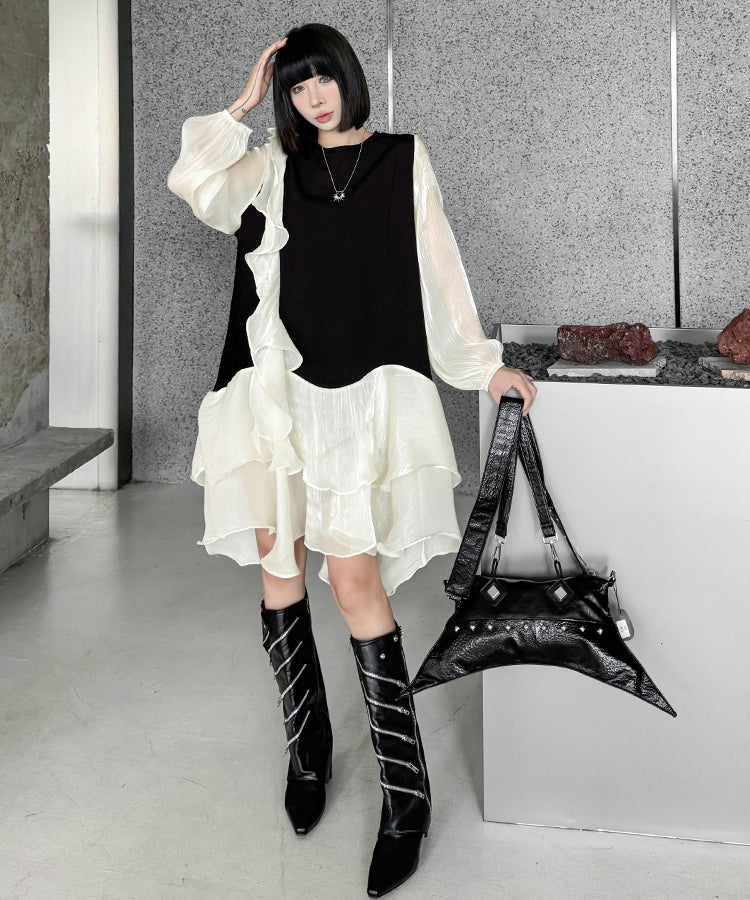 See-through ruffle dress