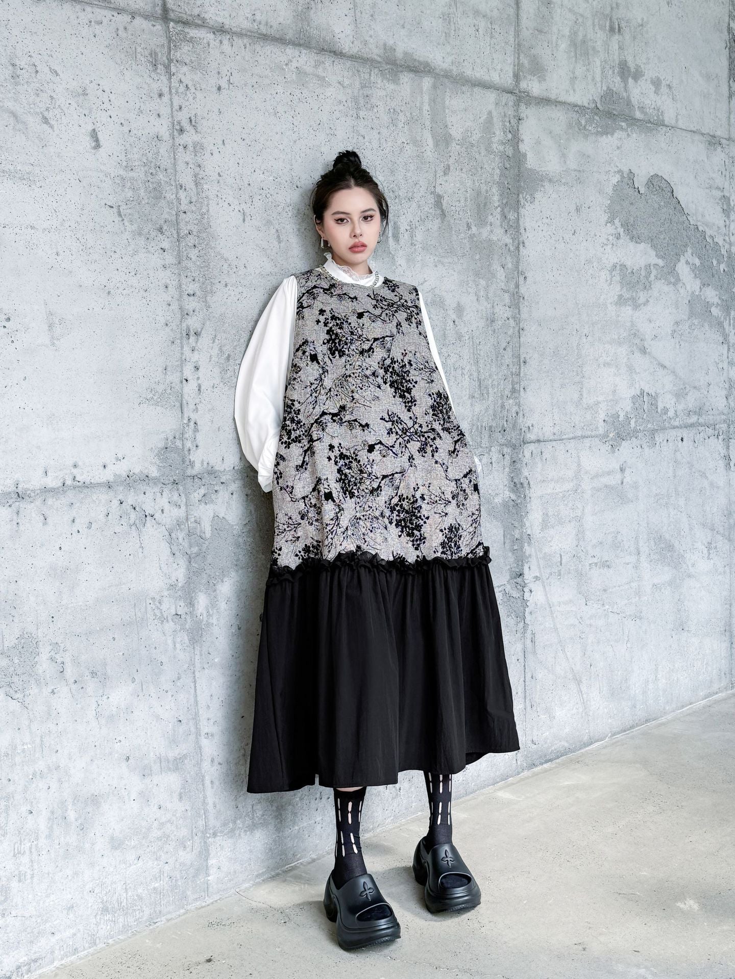 Jacquard splicing dress
