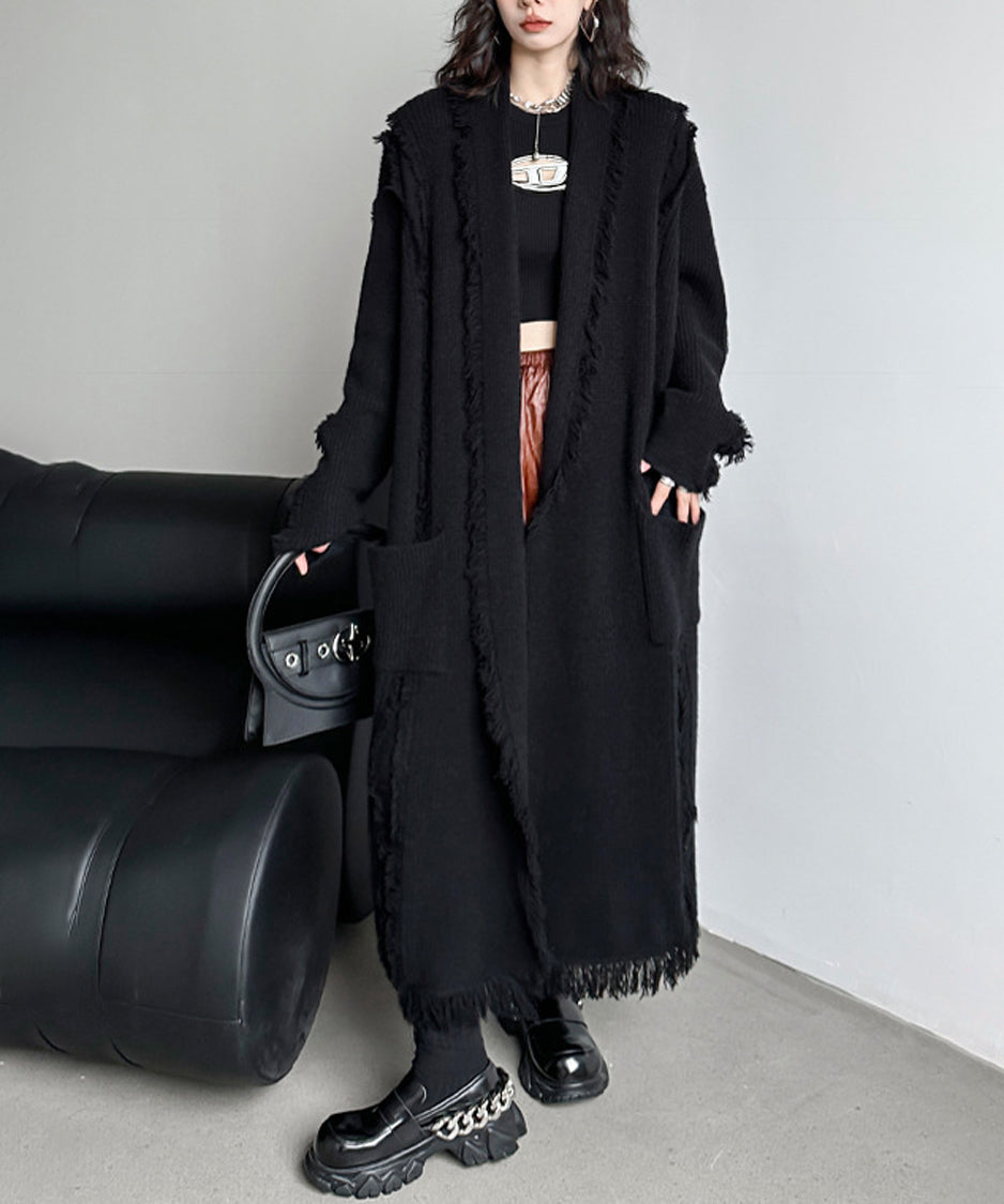 Tassel long knit cardigan