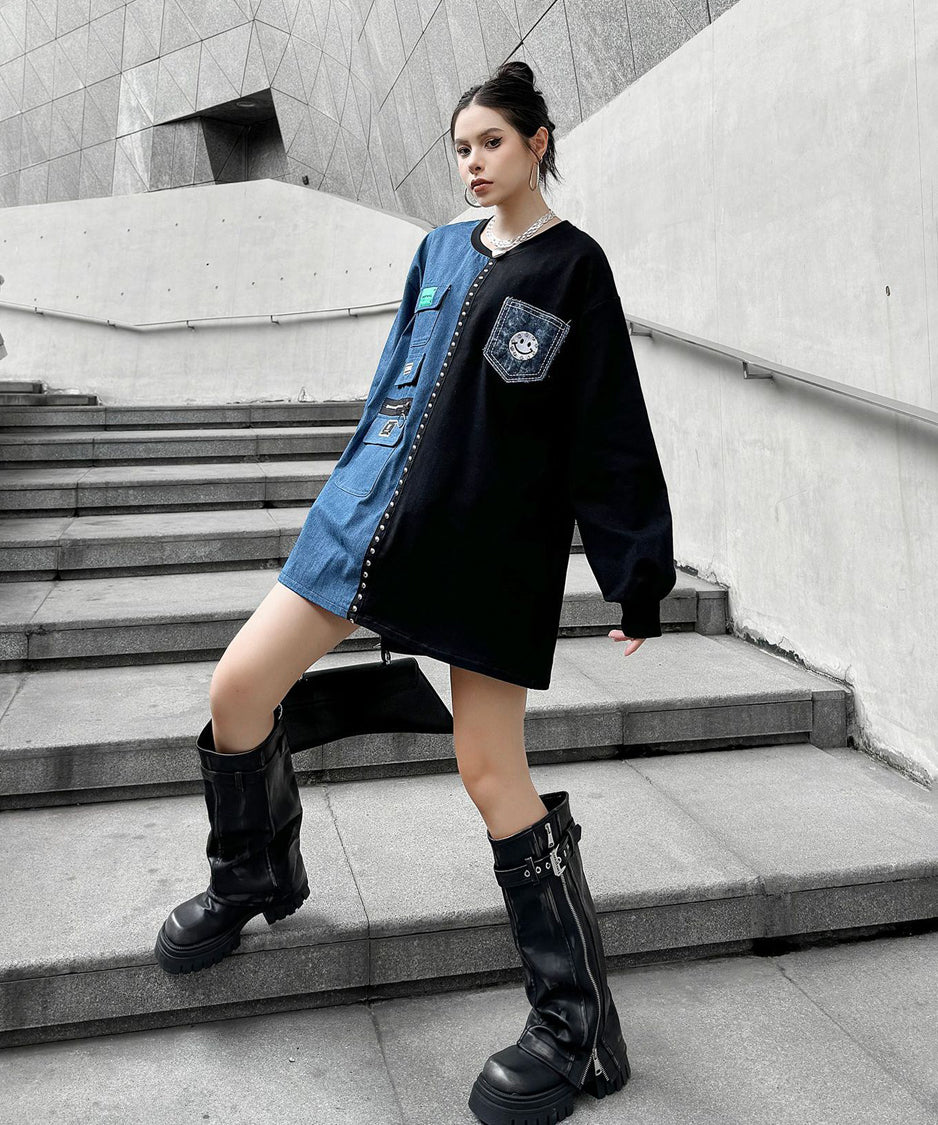 Denim contrast sweatshirt