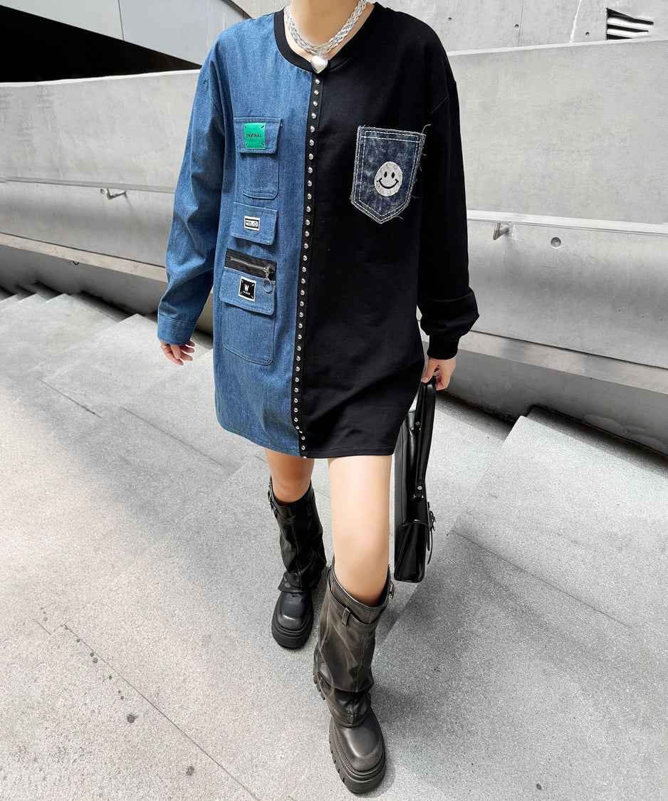 Denim contrast sweatshirt