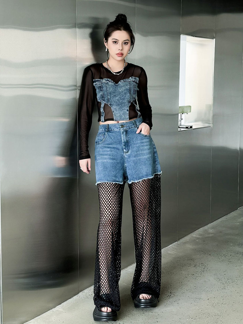 Splicing Lace Pants