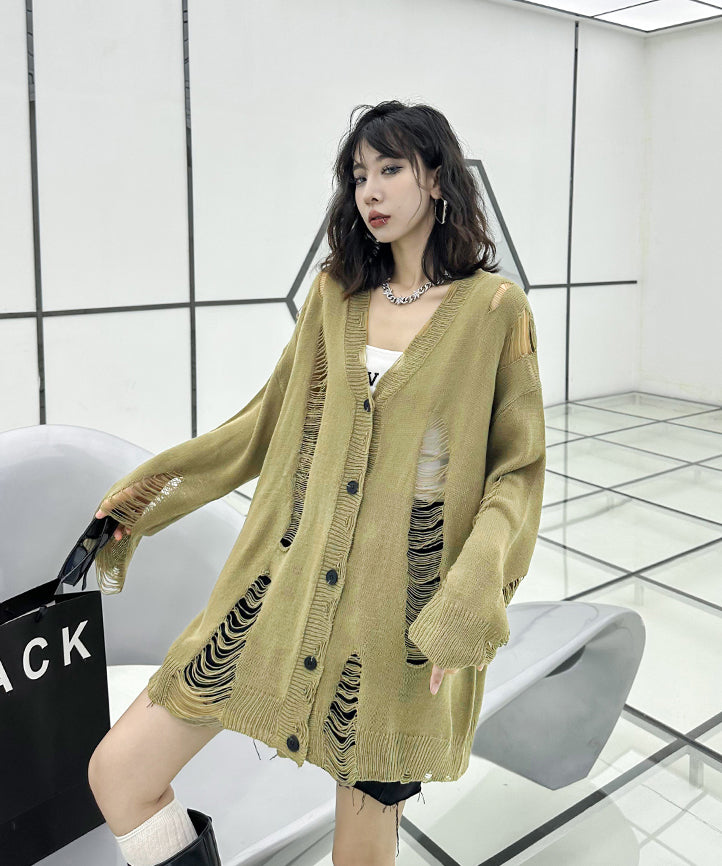 Distressed knit cardigan