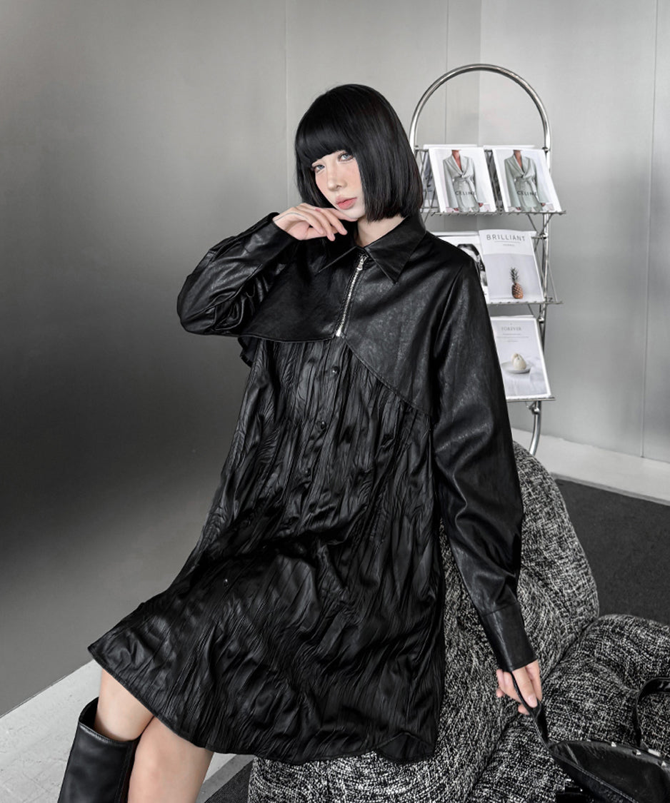 Design pleated long blouse