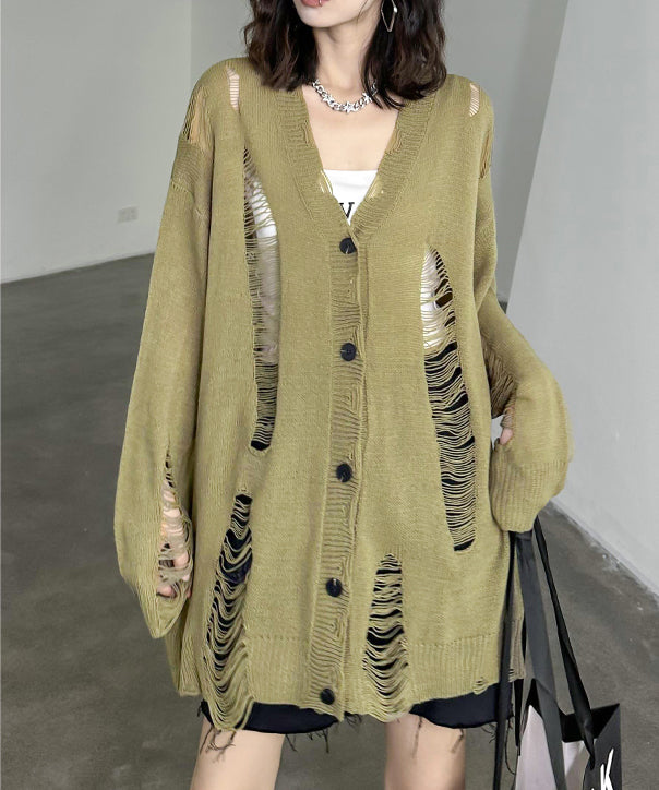 Distressed knit cardigan