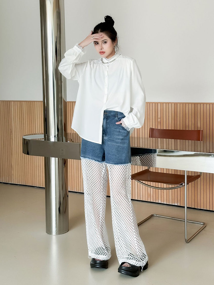 Splicing Lace Pants