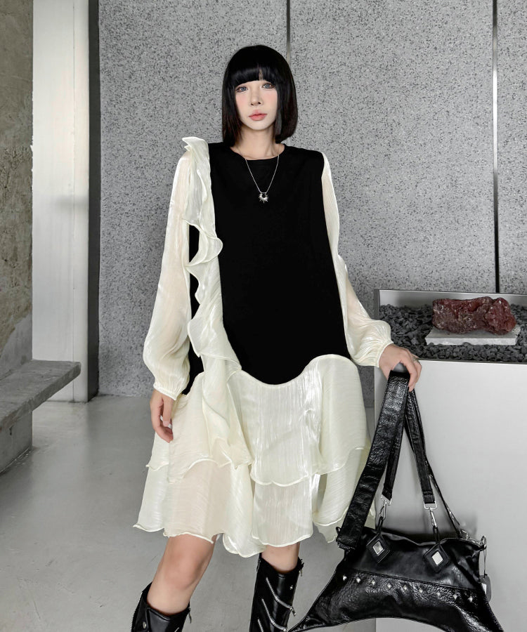 See-through ruffle dress