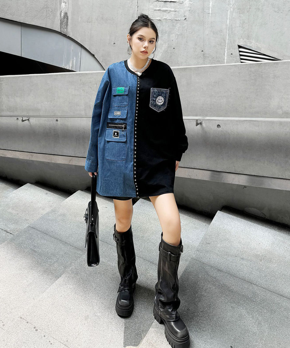 Denim contrast sweatshirt