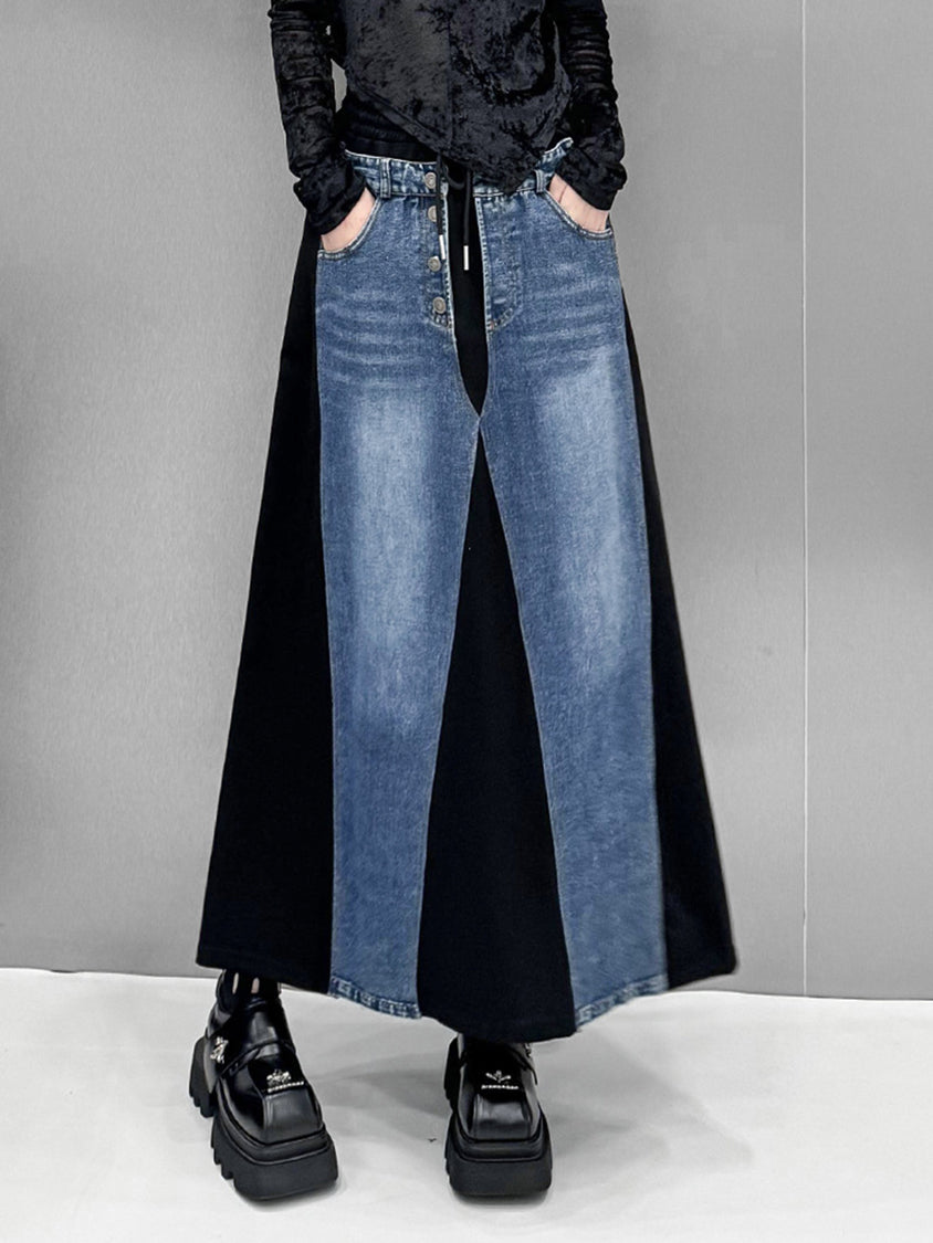 Contrast Patchwork Skirt
