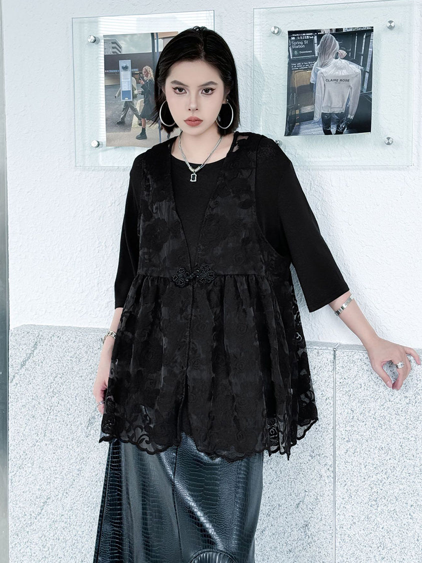 Lace flare vest