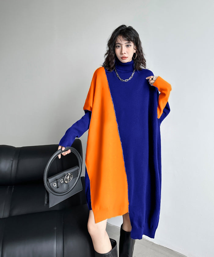 Two-tone knit dress