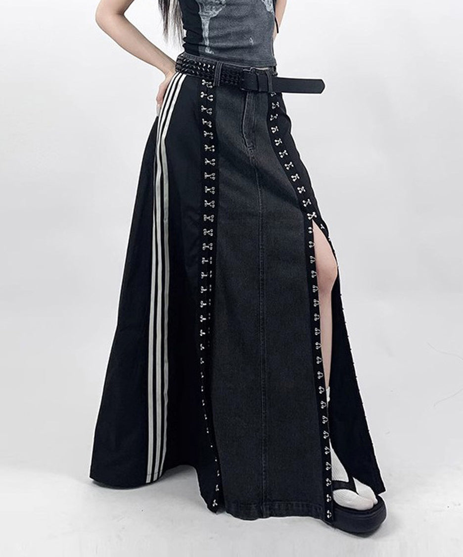 Sideline denim skirt