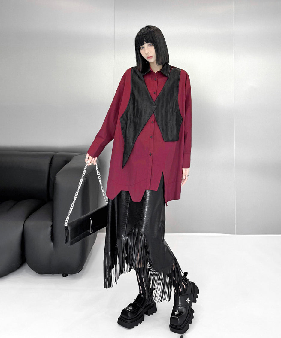 Zigzag cut loose blouse