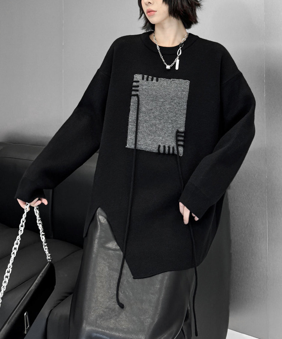 Contrast color jacquard sweater