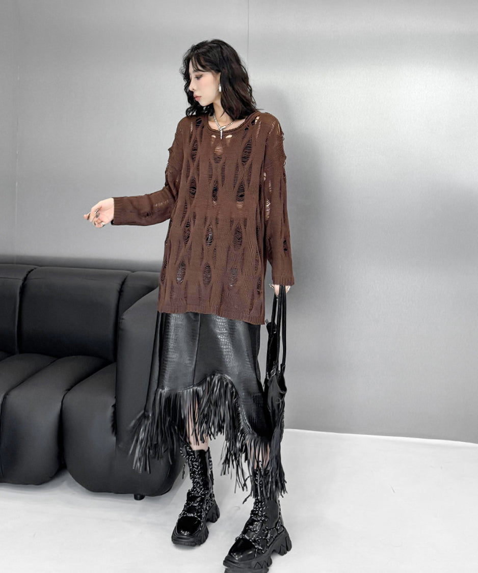 Ripped pullover knit
