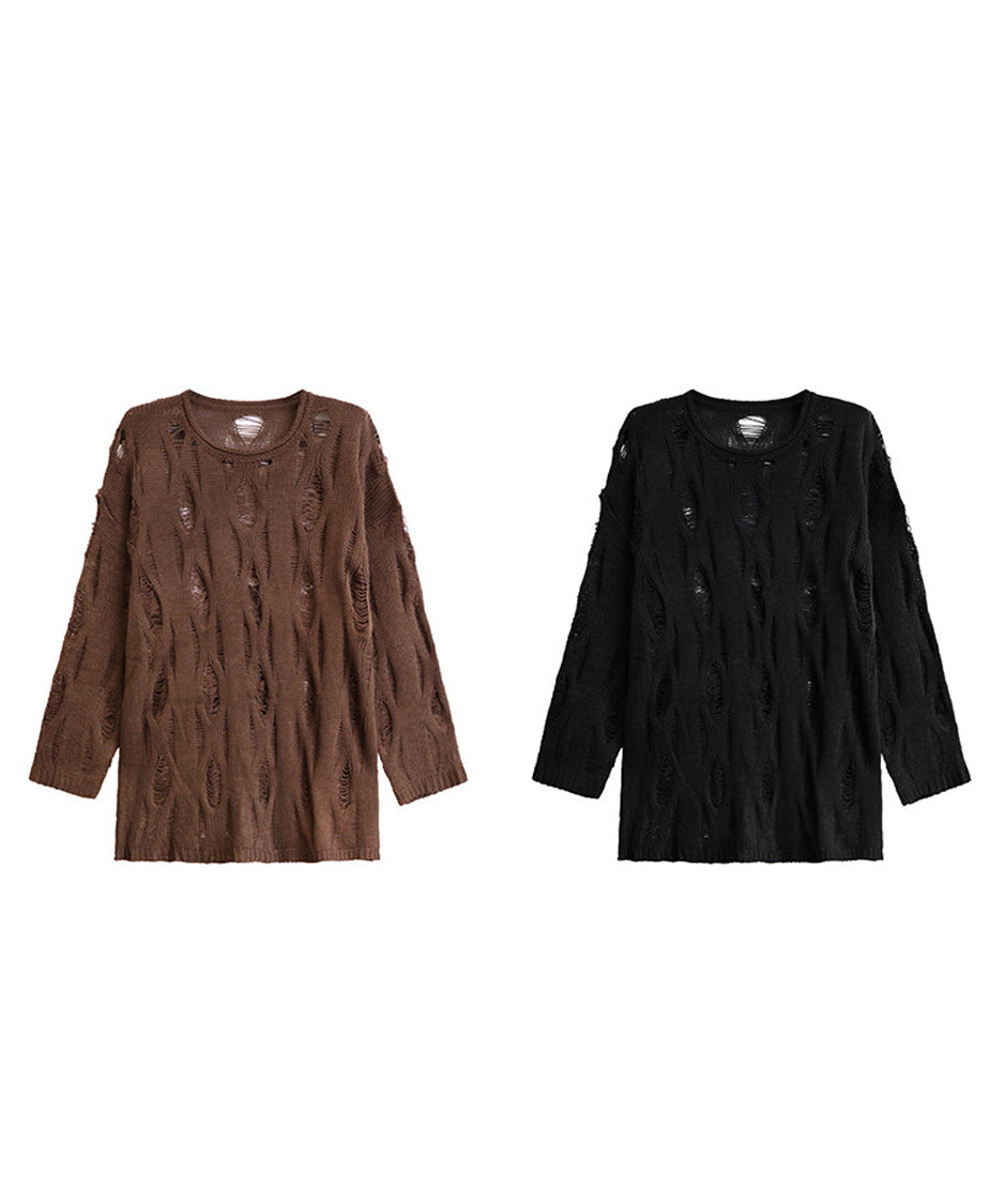 Ripped pullover knit