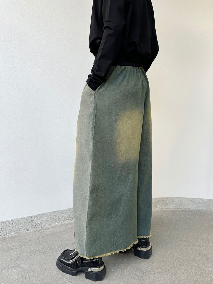 Contrast color wide jeans