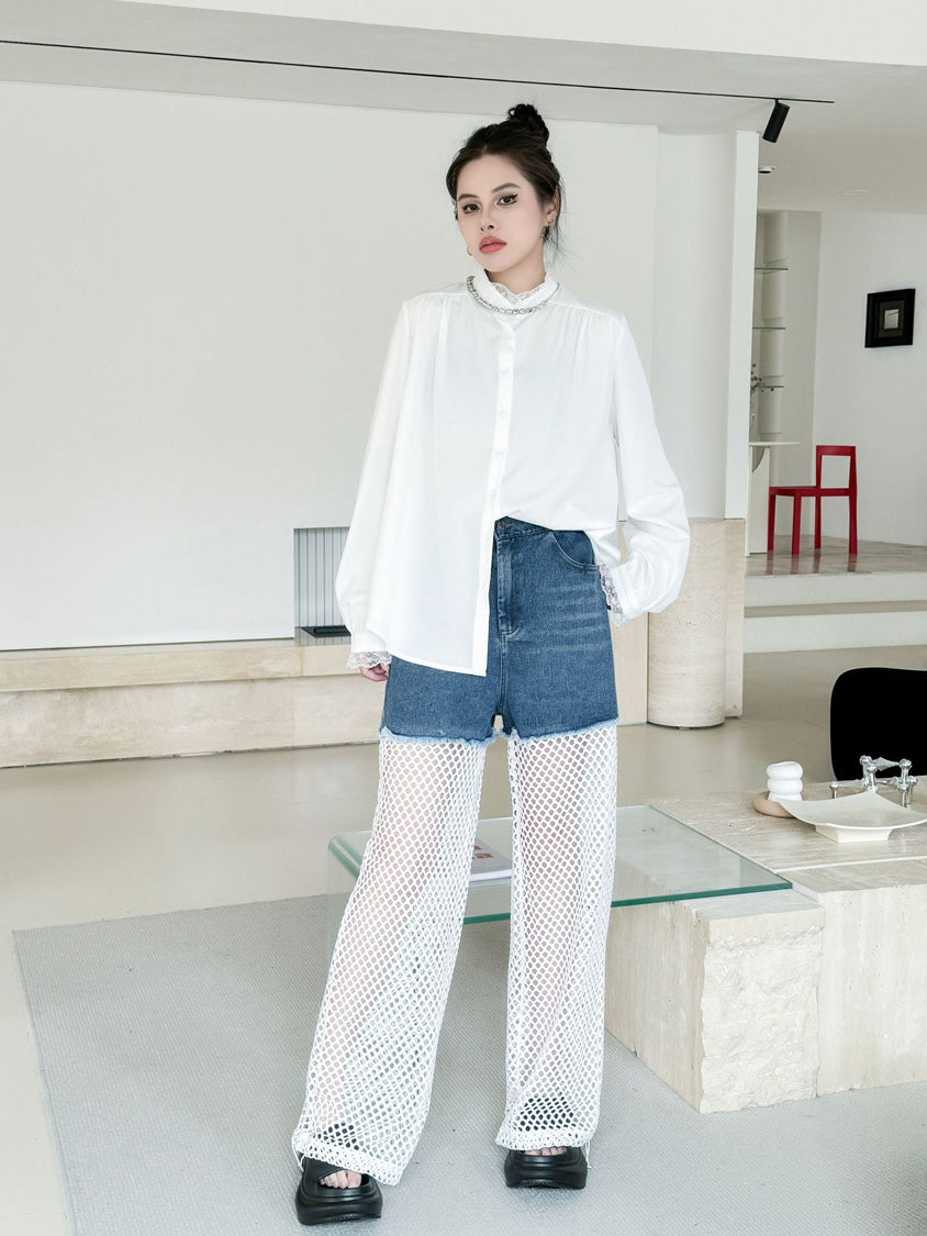 Splicing Lace Pants