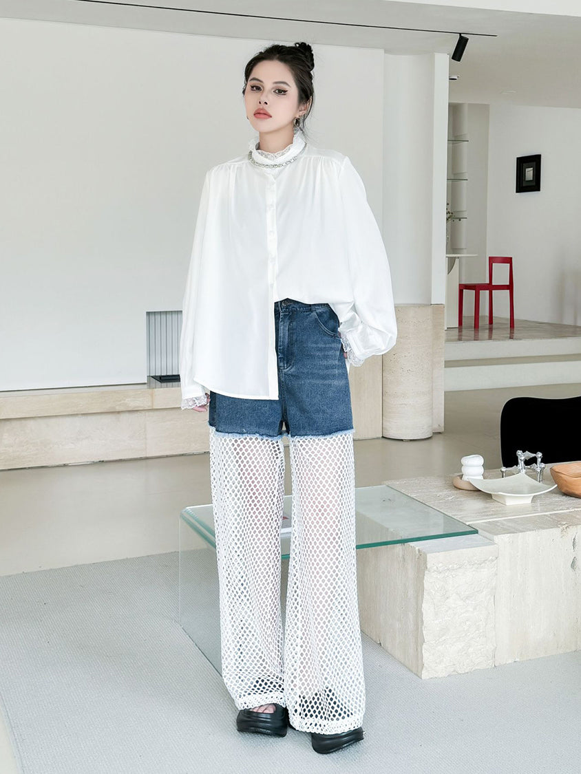 Splicing Lace Pants