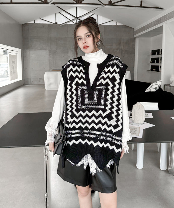V-neck knit vest