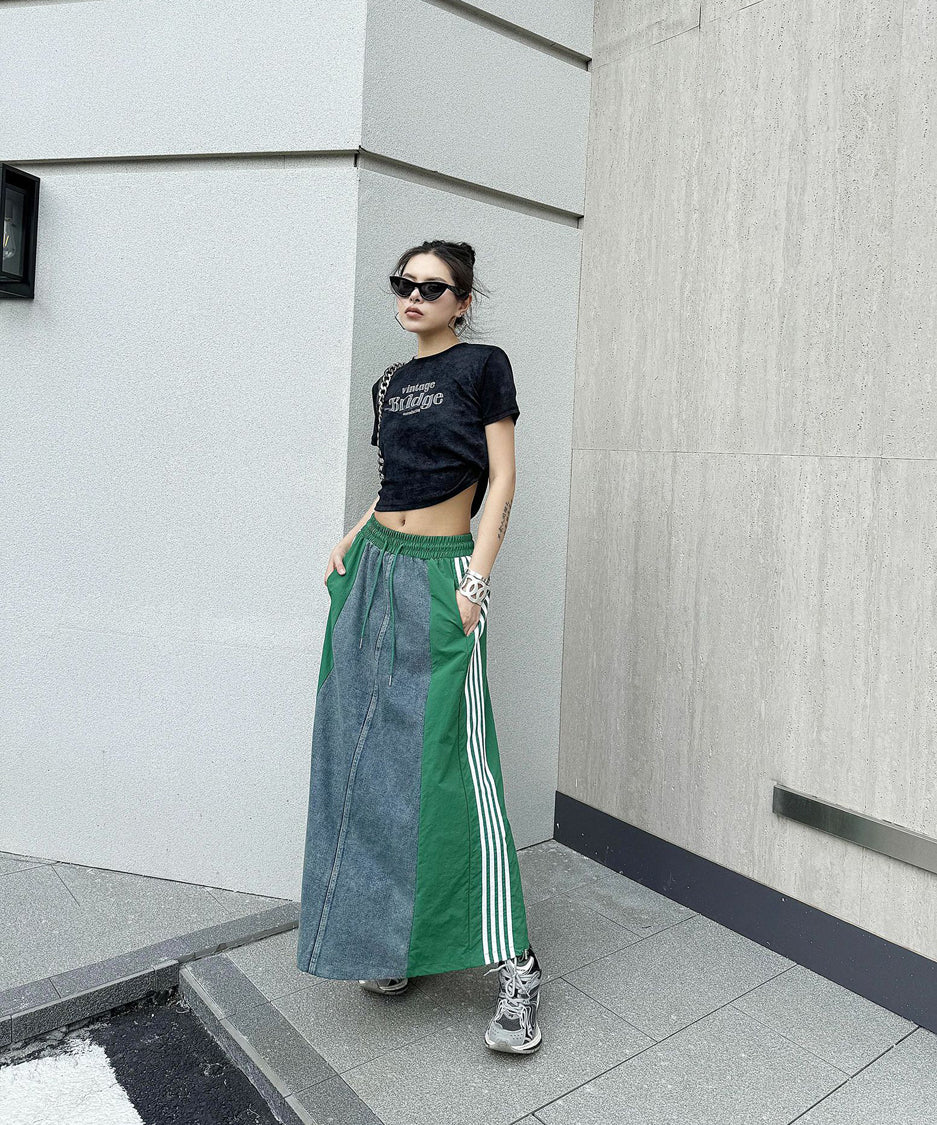 Sideline denim skirt