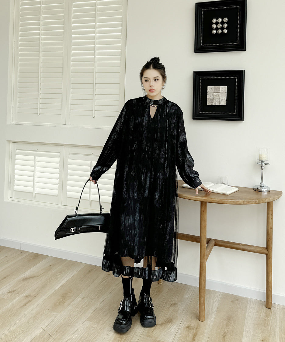Mesh splicing dress