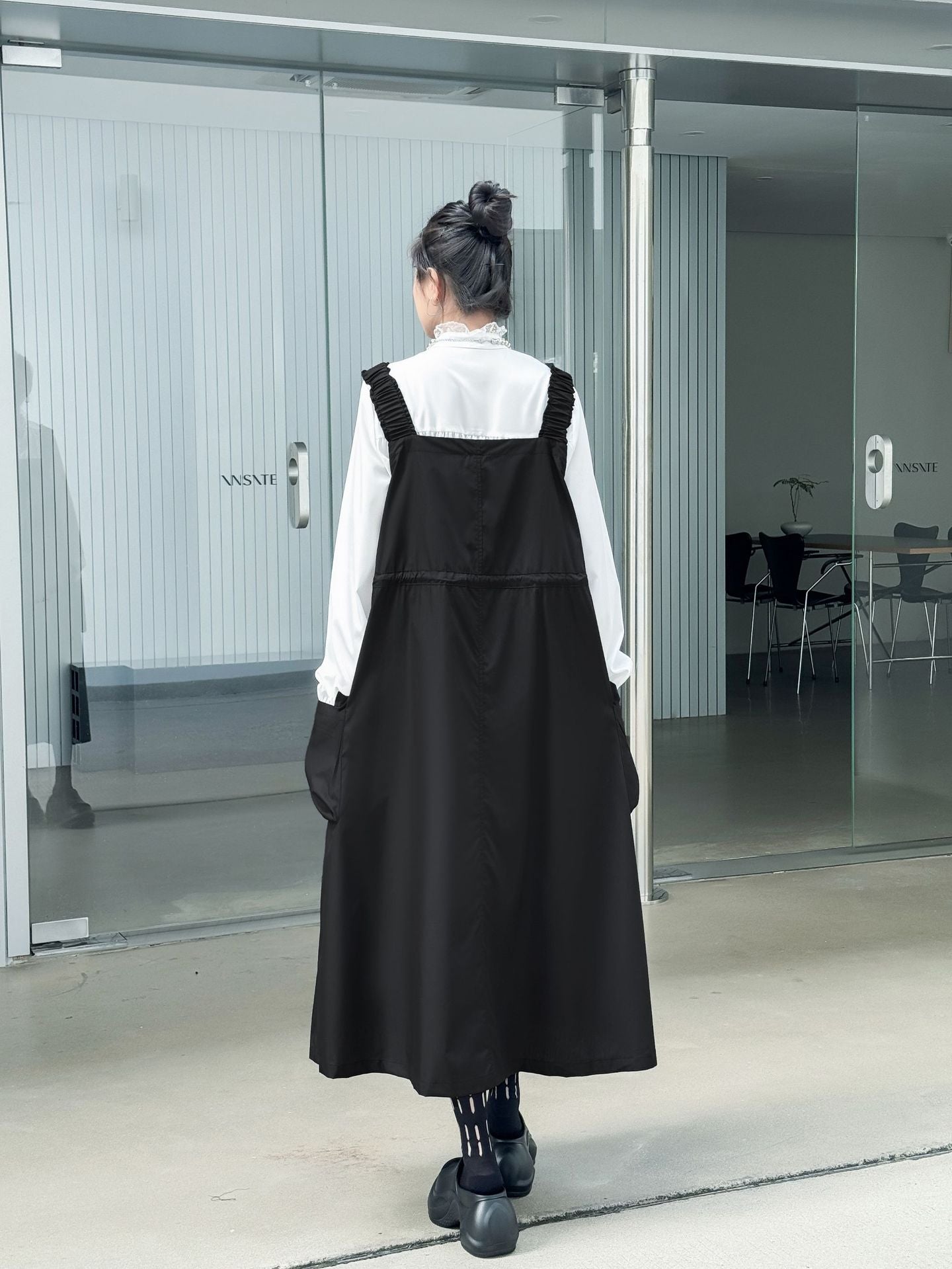 Patchwork Pocket Suspender Dress