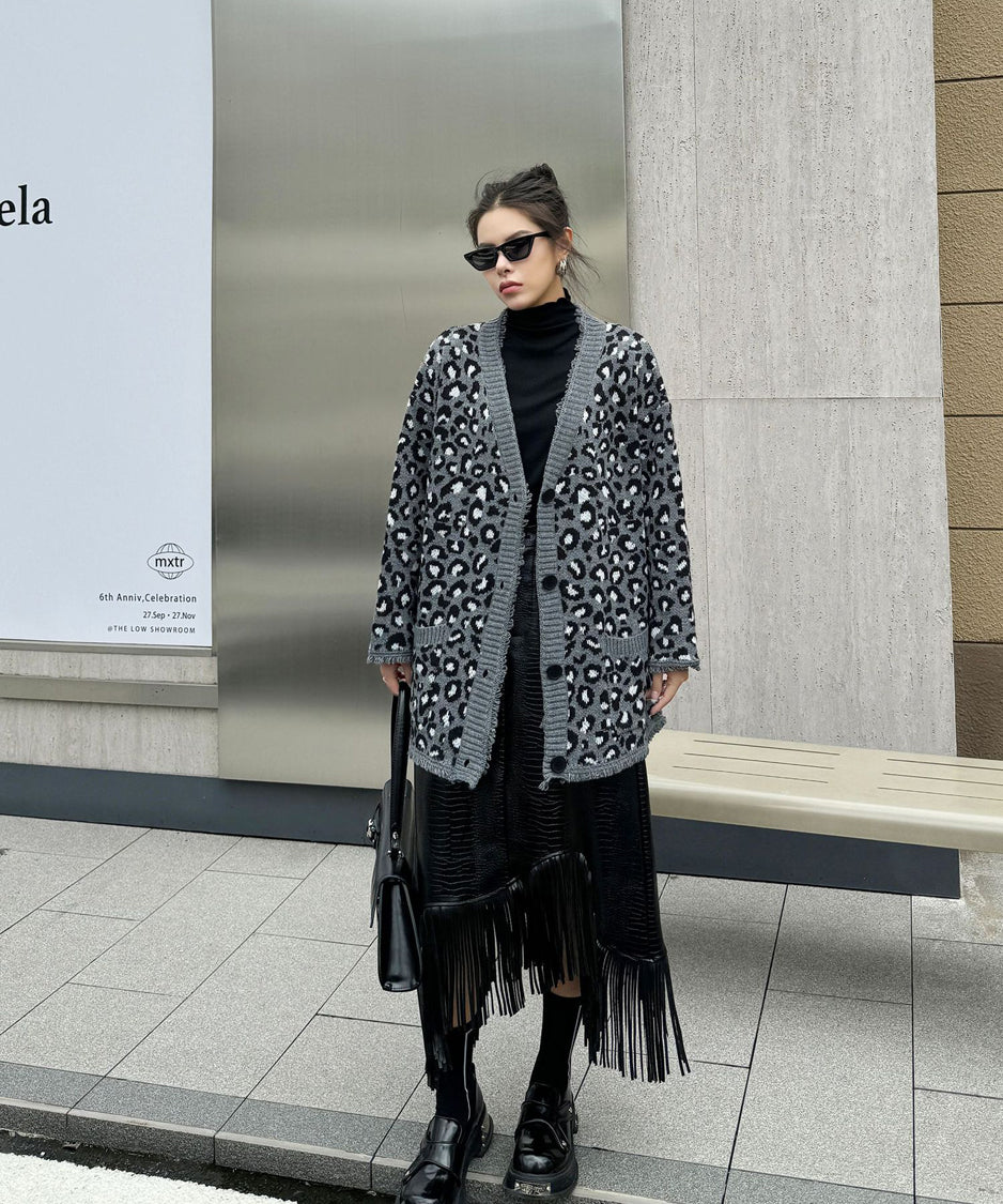 Leopard knit cardigan
