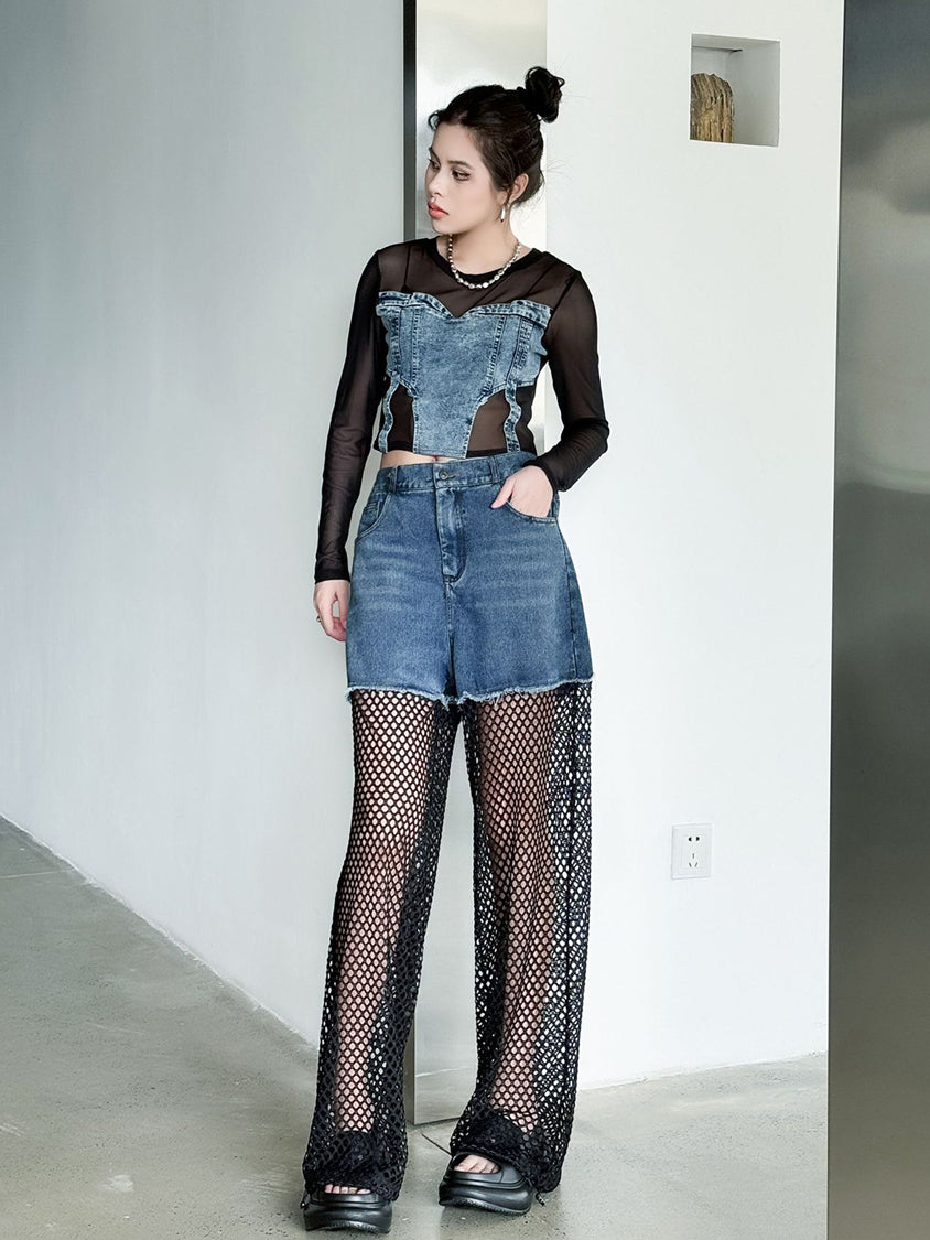 Splicing Lace Pants