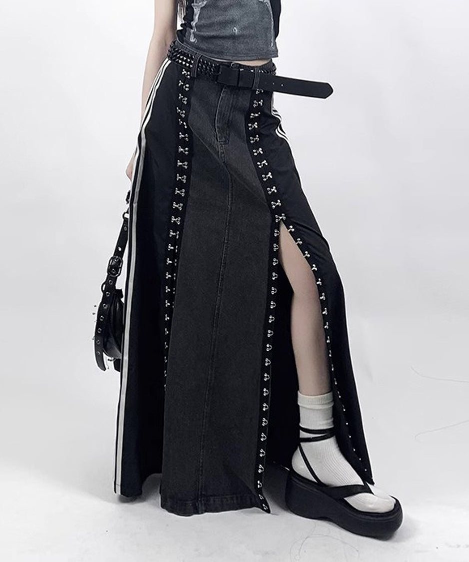 Sideline denim skirt