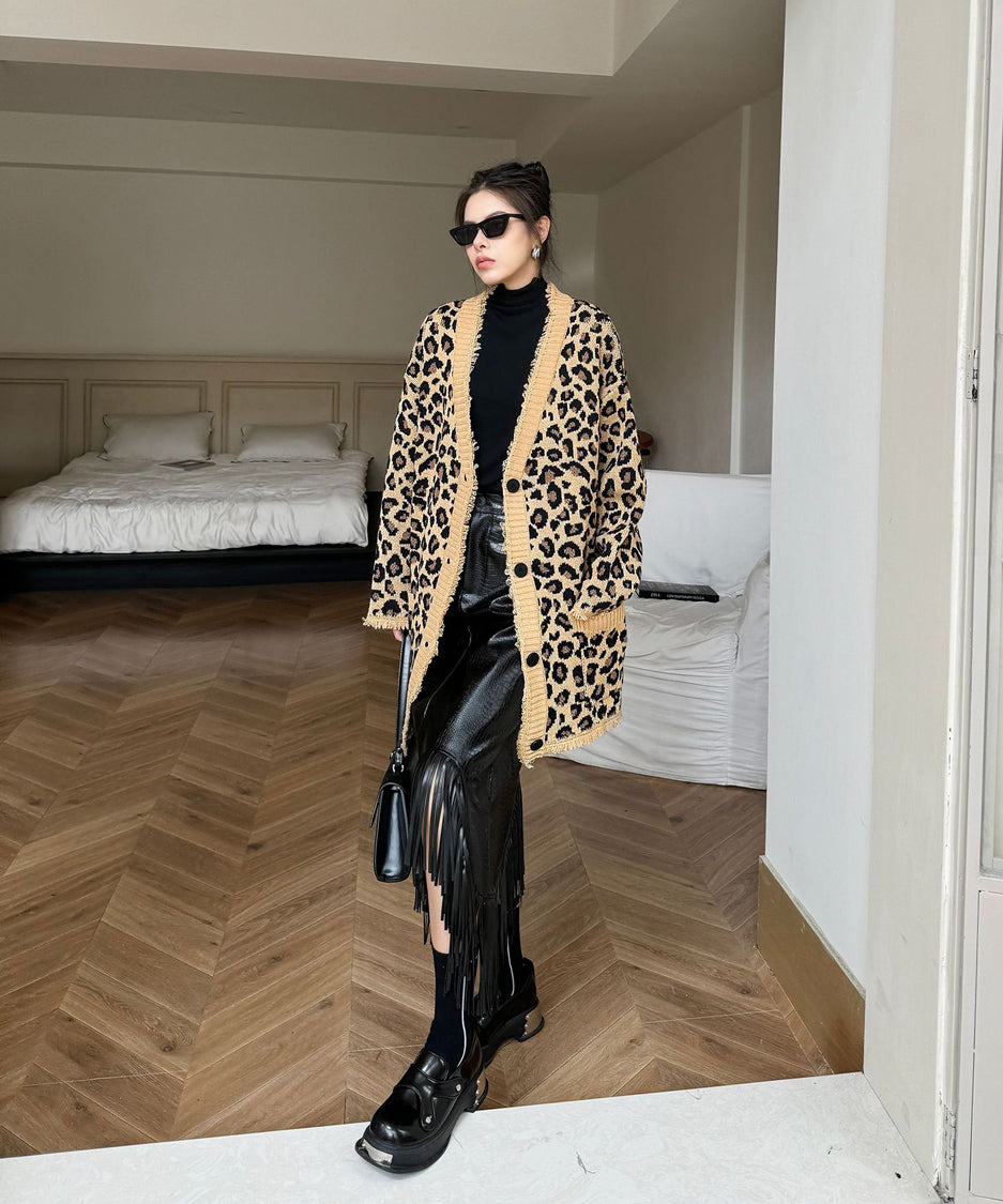 Leopard knit cardigan
