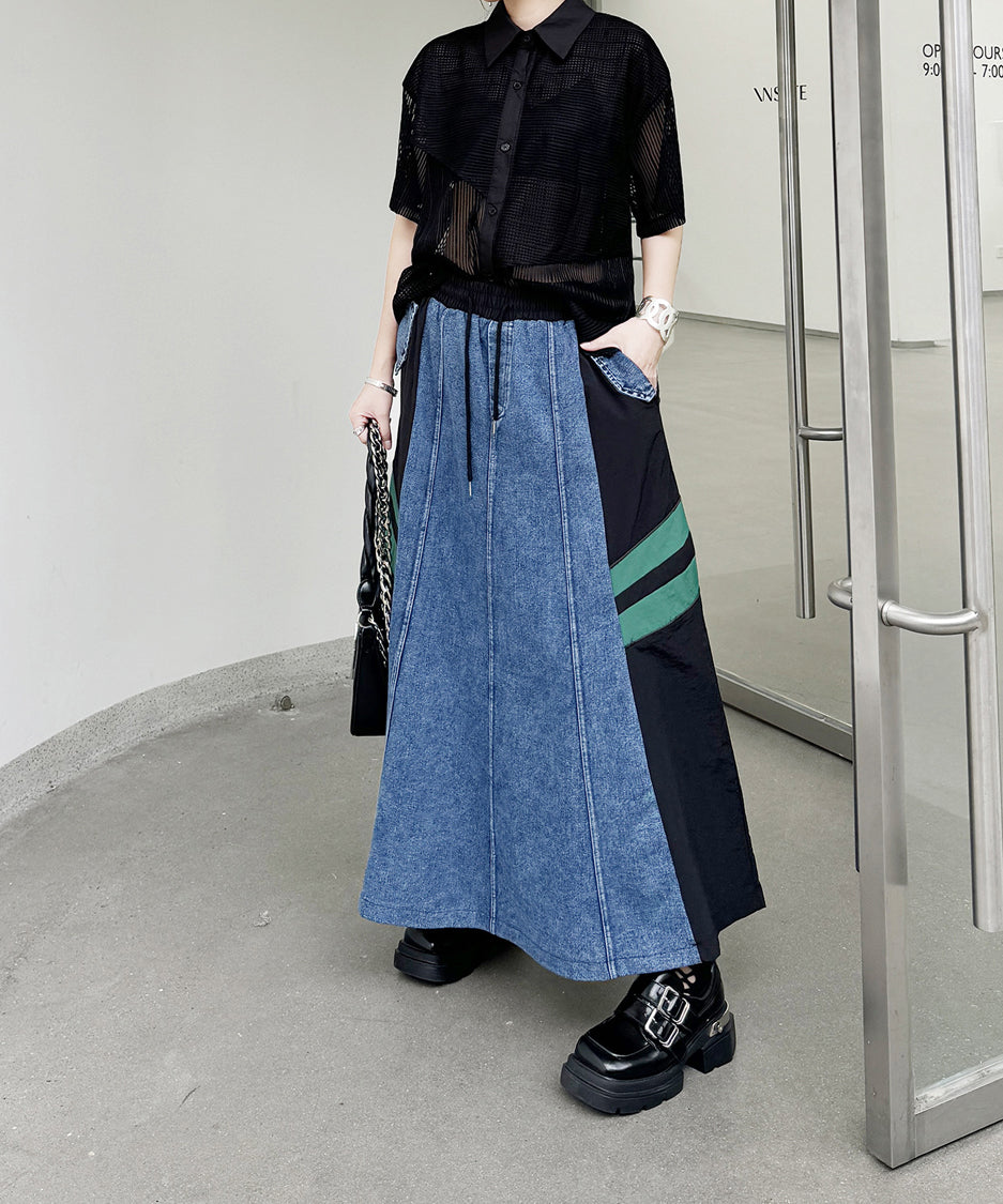 Side Switch Flare Denim Skirt