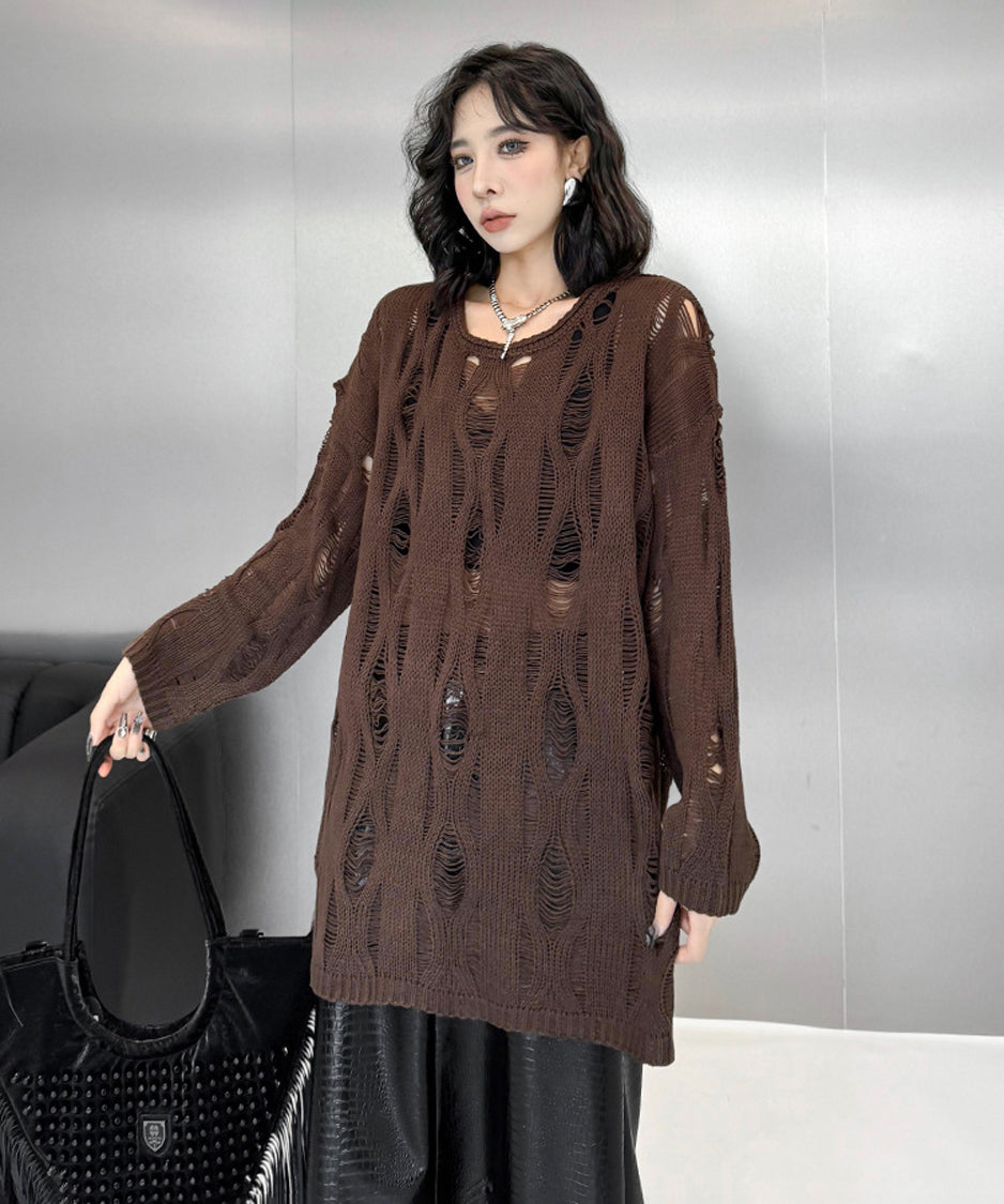 Ripped pullover knit
