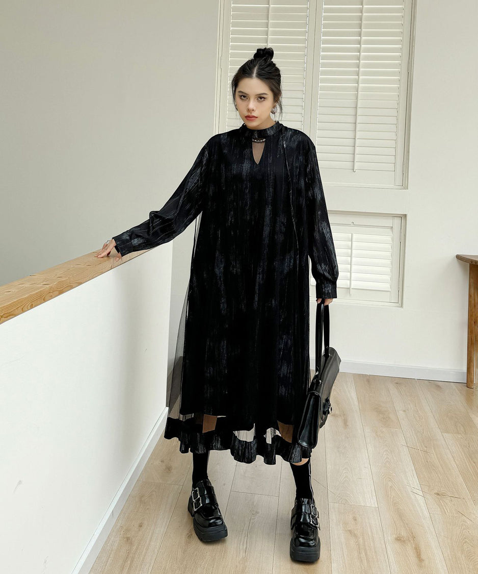 Mesh splicing dress