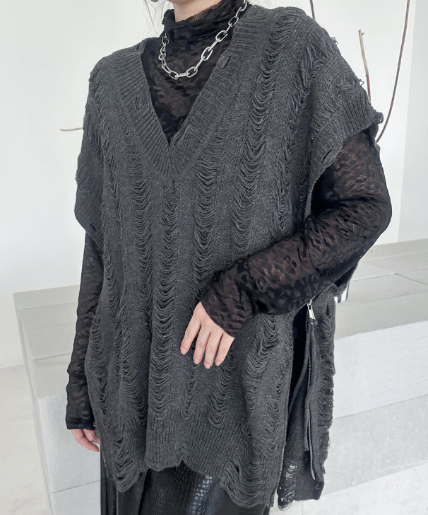 Side-zip knit vest