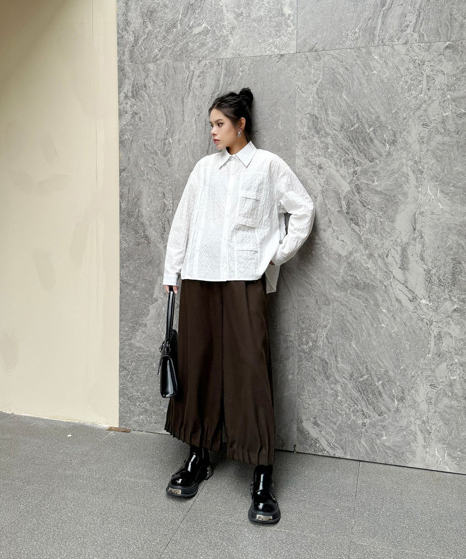 Cropped wide pants