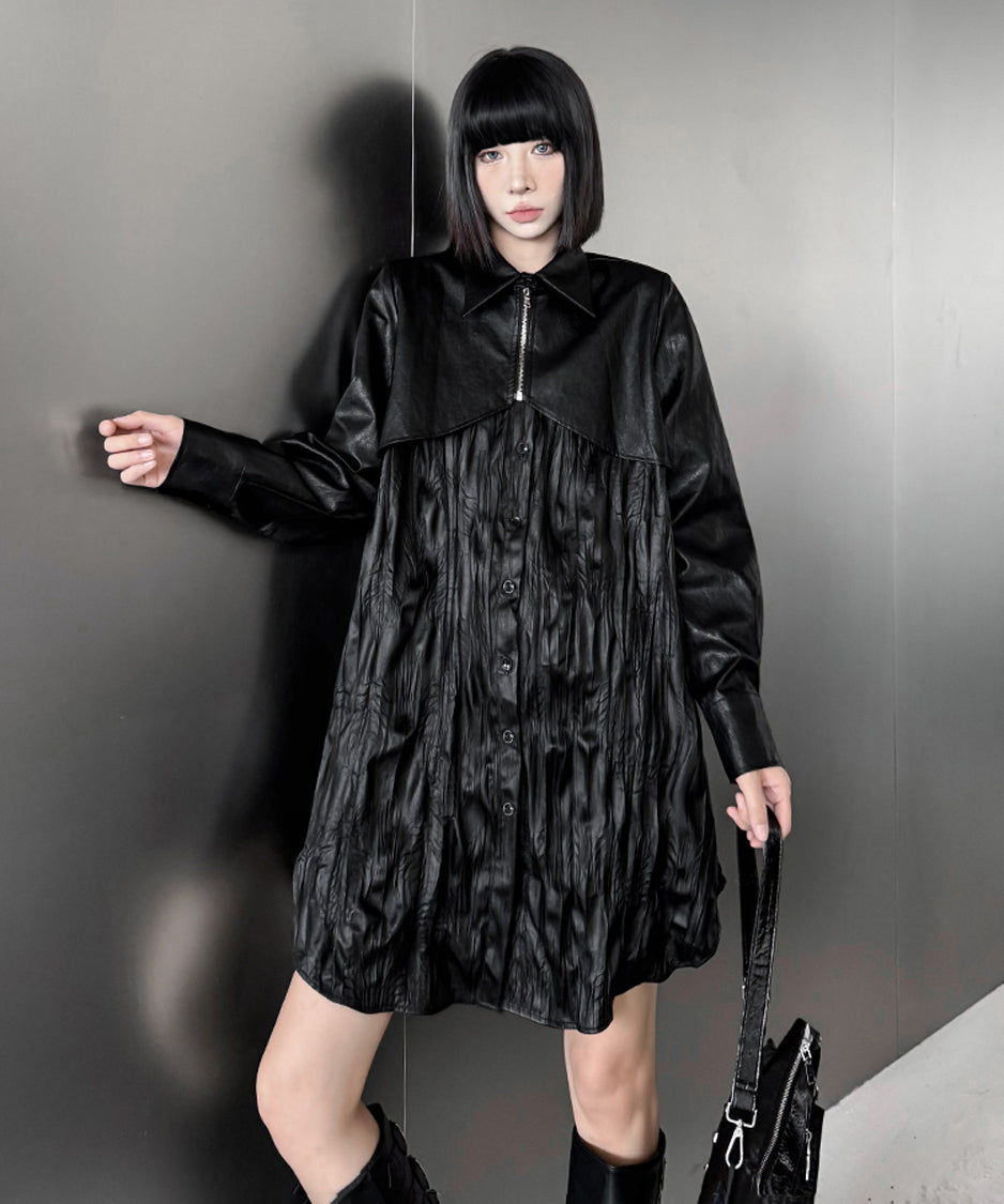 Design pleated long blouse