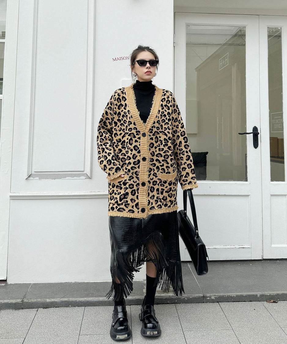 Leopard knit cardigan