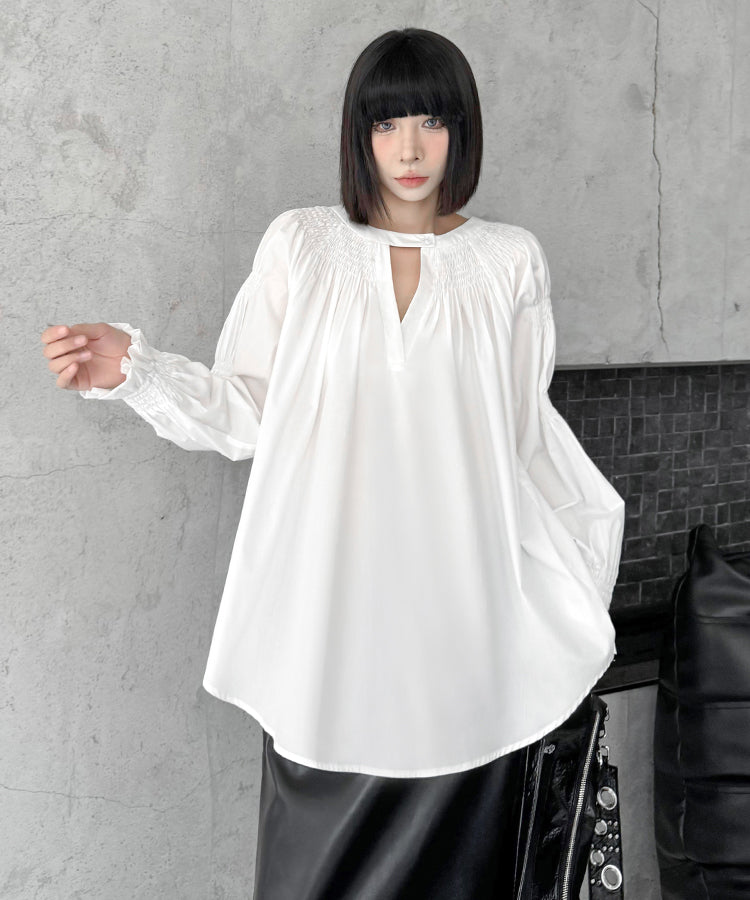 shirred blouse