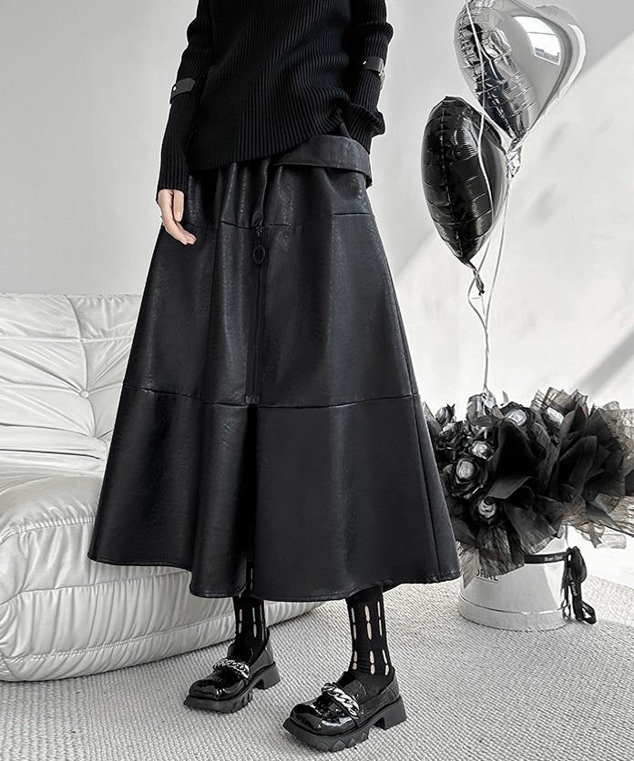 Point Zip Flare Skirt